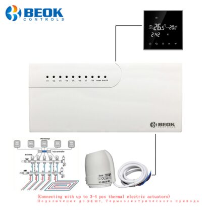 Купить Beok 3A Water Floor Heating System Smart WIFI Thermostat Central Heating Wiring Centres Hub Controller Actuators for Gas Boiler