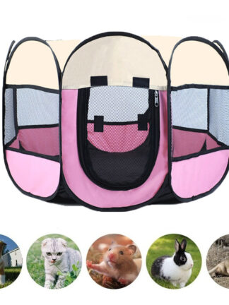 Купить Portabe Fodabe Dog Cage Pet Tent Houses Paypen Puppy Kenne Cat House Octagon Fence Outdoor For Sma arge Dogs Cats Crate