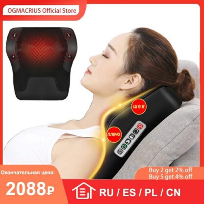 Купить Ogamacrius 3 in 1 Newest Massage Pillow Neck Waist Shoulder Black Electric Healthy Home Full Body Shiatsu Massager