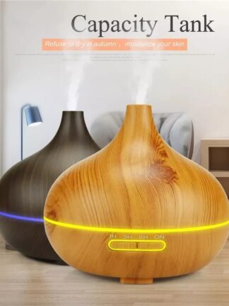 Купить Wood Air Humidifier Aroma Essential Oil Aromatherap Diffuser for Home Remote Control 7 Color Light Electric Cool Mini Mist Maker