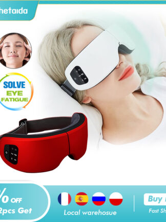 Купить HeTaiDa Eye Massager Anti Wrinkle Fatigue Relief Music Wireless Heating Air Pressure Vibration Eye Massage Glasses for Eye Care