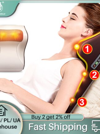 Купить 3 in 1 Newest Massage Pillow with Car Home Duel Use Easy Carry Neck Back Shoulder Waist Body Massager Gift Relief Pain EU plugs