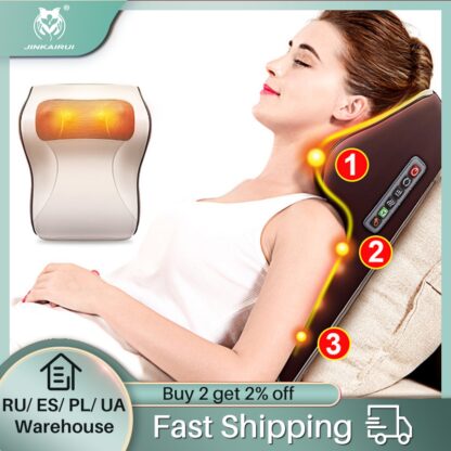 Купить 3 in 1 Newest Massage Pillow with Car Home Duel Use Easy Carry Neck Back Shoulder Waist Body Massager Gift Relief Pain EU plugs