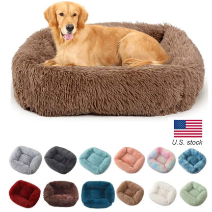 Купить Square Dog bed Soft Push Warm Cat bed Soid Coor Winter Big dog bed Warm Seeping Mats Nest Cushion Pet pies