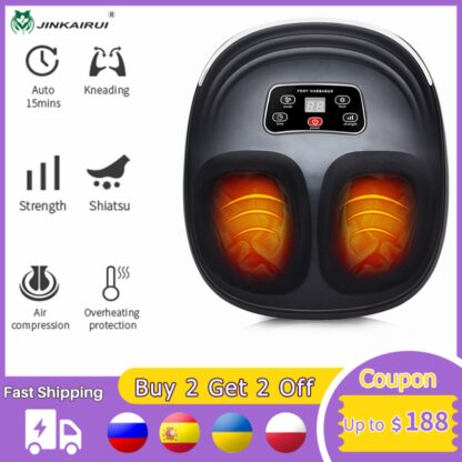 Купить EU Plug Electric Antistress Foot Massager Vibrator Jinkairui Massage Machine Infrared Heating Therapy Health Care Device New