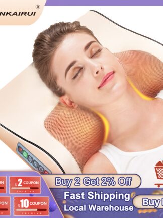 Купить Jinkairui Infrared Heating Neck Shoulder Back Body Electric Massage Pillow Shiatsu Device Cervical Health Massageador Relaxation