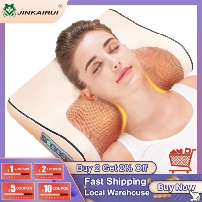 Купить Jinkairui Infrared Heating Neck Shoulder Back Body Electric Massage Pillow Shiatsu Device Cervical Health Massageador Relaxation