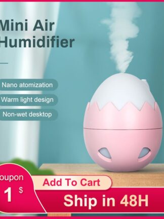 Купить Mini Air Humidifier 400ml Intelligent Power Off Warm Light Cute 2021 New Humidifier Quiet diffuser humidifier for home