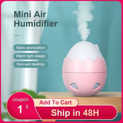 Купить Mini Air Humidifier 400ml Intelligent Power Off Warm Light Cute 2021 New Humidifier Quiet diffuser humidifier for home