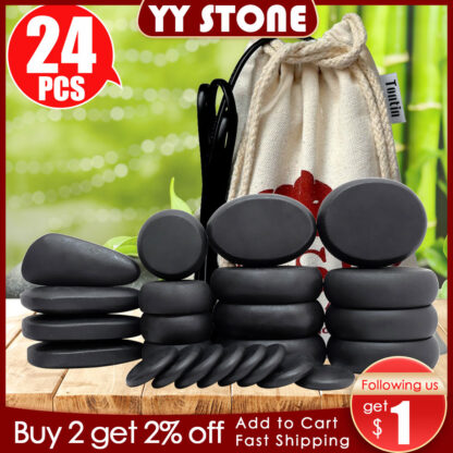 Купить Tontin Hot stone Massage Body Basalt Stone set Beauty Salon SPA with Thick Canvas Heating bag healthcare back pain relieve