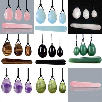 Купить Rose Quartz Yoni Egg Set Natural Jade Eggs Women Kegel Exerciser Vaginal Muscles Tightening Ball Massage Yoni Wand Jade Massager