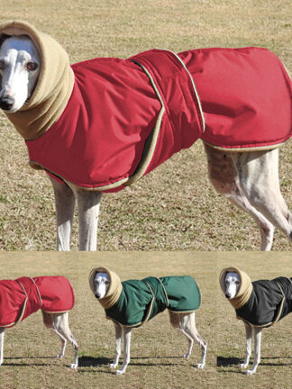 Купить Winter Warm Dog Cothes Waterproof Thick Dog Jacket Cothing Red Back Dog Coat with eash Hoe for Medium arge Dogs Greyhound