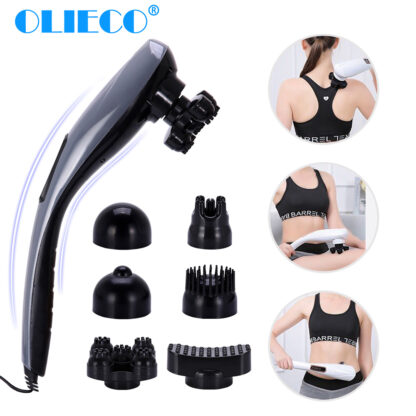 Купить OLIECO 220V EU Plug Electric Massager Hammer Full Body Relaxation Massage Roller Back Neck Leg Feet Pain Relief 6 Massage Heads