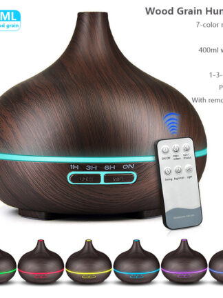 Купить 400ml remote control aroma oil diffuser wood electric humidifier ultrasonic xiomi air humidifier aromatherapy mist maker home