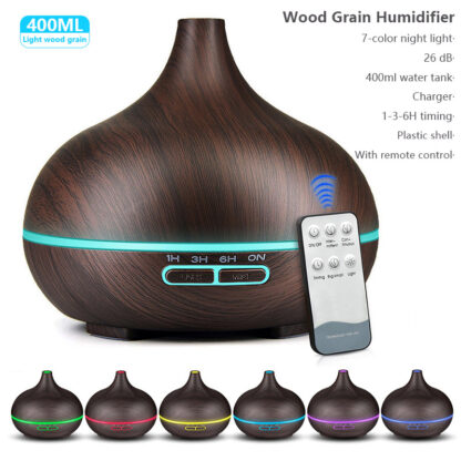 Купить 400ml remote control aroma oil diffuser wood electric humidifier ultrasonic xiomi air humidifier aromatherapy mist maker home