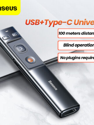 Купить Baseus Wireless Presenter Pen 2.4Ghz USB C Adapter Handheld Remote Control Pointer Red Pen PPT Power Point Presentation Pointer