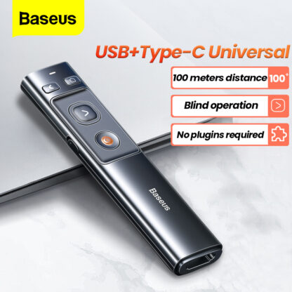 Купить Baseus Wireless Presenter Pen 2.4Ghz USB C Adapter Handheld Remote Control Pointer Red Pen PPT Power Point Presentation Pointer