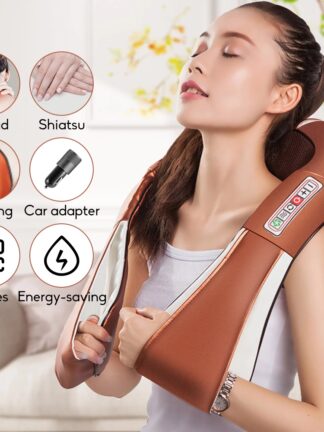 Купить U Shape Electrical Shiatsu Body Shoulder Neck Massager Back Infrared 4D Kneading Massage Shawl Car Home Best Gift HealthCare