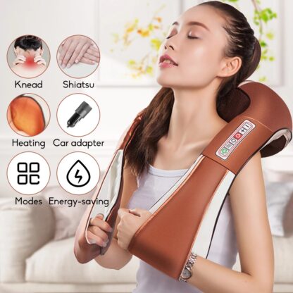 Купить U Shape Electrical Shiatsu Body Shoulder Neck Massager Back Infrared 4D Kneading Massage Shawl Car Home Best Gift HealthCare