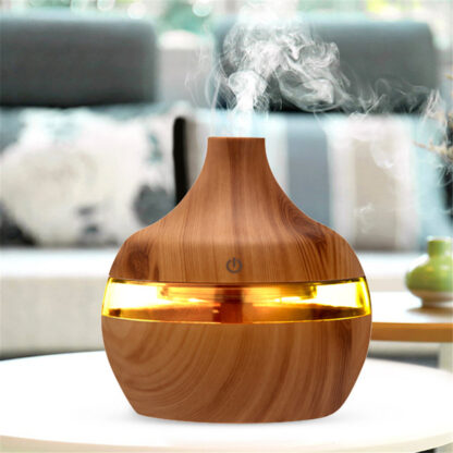 Купить 300ml Car Humidifier Aroma Essential Oil Diffuser Ultrasonic Wood Grain Air Humidifier USB Mini Mist Maker 7 LED Light Car Home