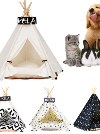 Купить Pet Tent House Cat Bed Portabe Teepee With Thick Cushion And 6 Coors Avaiabe For Dog Puppy Excursion Outdoor Indoor