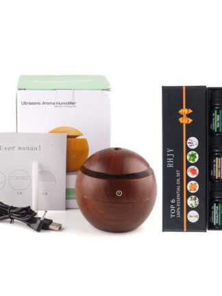 Купить Humidifier With 6pieces10ml Essential Oil Aroma Diffuser And 10pieces Filter Ultrasonic Cool Mist Wood Grain USB Air Humidifier