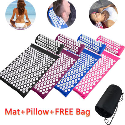 Купить Acupressure Mat Neck Back Foot Massage Cushion Pillow Relieve Stress Pain Massage Acupuncture Yoga Mat 62*38cm Back Massager