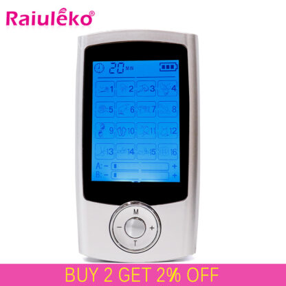 Купить 16 Modes Dual Output Health Care Body Massage Electric EMS Muscle Stimulator TENS Unit Electronic Pulse Physiotherapy Massager