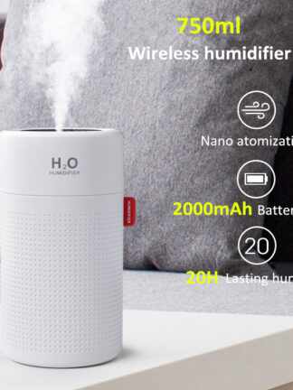 Купить 2000mAh Battery Wireless Air Humidifier Aromatherapy H2O Electric Humidificador Ultrasonic Aroma Diffuser Mist Maker For Home
