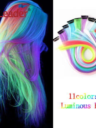 Купить Accessories 11Colors Glowing Synthetic One Clip In Human Hair Extensions Shining Hair In The Darkness Long Straight Rainbow Hairpiece Costum