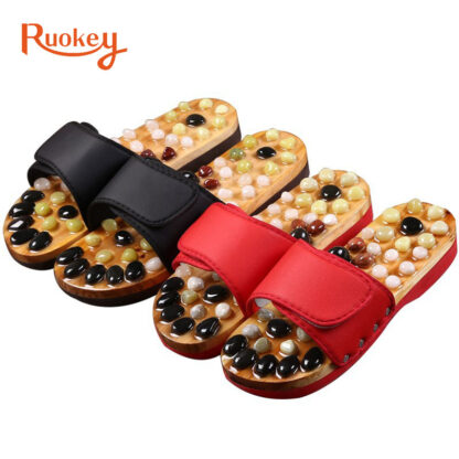 Купить Acupressure Massage Slippers with Natural Stone Therapeutic Reflexology Sandals Foot Acupoint Massage Shiatsu Arch Pain