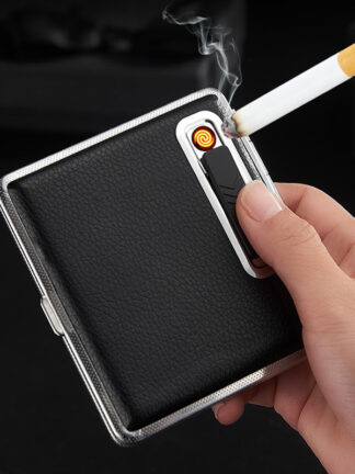 Купить Gadgets For Men 2-in-1 Cigarette Case USB Charging Rechargeabe Box Windproof Eectric ighter Smoking Accessories