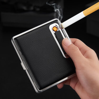 Купить Gadgets For Men 2-in-1 Cigarette Case USB Charging Rechargeabe Box Windproof Eectric ighter Smoking Accessories
