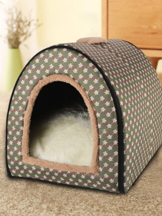 Купить Winter Detachabe Warm Pet Bed Dog Seeping House Kenne Soft Cat Nest For Kitty And Puppy Comfortabe Cave Bow Design Hand Wash