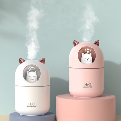 Купить 300ML USB Air Humidifier Ultrasonic Cool Mist Maker Fogger with Colorful Lamp Cute Cat Mini Aroma Diffuser Humidificador Difusor