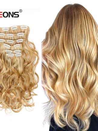 Купить Accessories Long Wavy Hairstyles Synthetic 16 Clip In Hair Extension 22Inch Heat Resistant Hairpieces Brown Black Blonde False Hair Costume