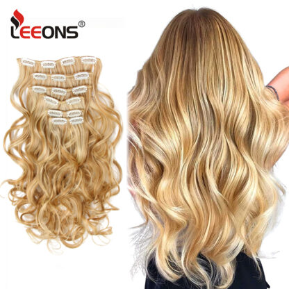 Купить Accessories Long Wavy Hairstyles Synthetic 16 Clip In Hair Extension 22Inch Heat Resistant Hairpieces Brown Black Blonde False Hair Costume
