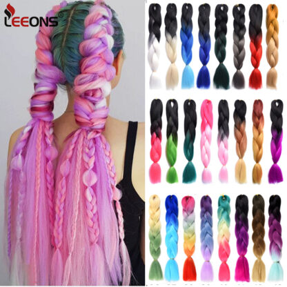 Купить Accessories Synthetic 100G 24 Inch Jumbo Braid Crochet Hair Extension For Braids Rainbow Braiding Hair Pre Stretched Synthetic Hair For Girl