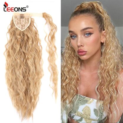 Купить Accessories 22&quotSynthetic Corn Wavy Long Ponytail Hair Pieces Wrap On Clip Hair Extensions 32Colors Ombre Brown Black Pony Tail Blonde Co