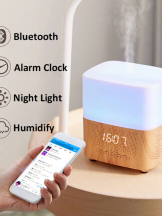 Купить Aromatherapy Diffuser with Electric Bluetooth 300ml Clock Diffuser Aroma Essential Oil Diffuser Watch Humidifier for House Home