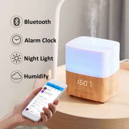 Купить Aromatherapy Diffuser with Electric Bluetooth 300ml Clock Diffuser Aroma Essential Oil Diffuser Watch Humidifier for House Home