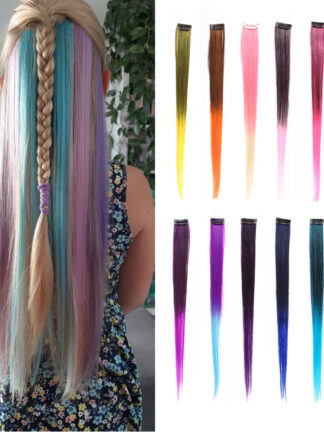 Купить Accessories Synthetic Clip In one Pieces Hair Extensions Heat Resistant Hairpieces Rainbow Ombre Hair Extensions Fake Long Hair Women Costu