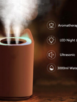 Купить 3000ml Dual Spray USB Humidifier For Home Ultrasonic Mist Maker with Colorful Night Lamps Mini Office Desktop Air Purifier
