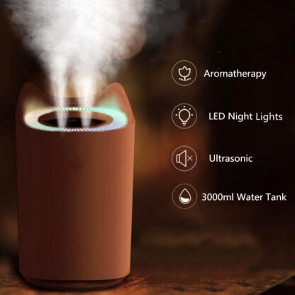 Купить 3000ml Dual Spray USB Humidifier For Home Ultrasonic Mist Maker with Colorful Night Lamps Mini Office Desktop Air Purifier