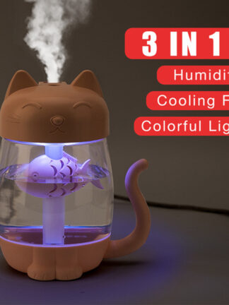 Купить 3 in 1 350ML USB Cat Air Humidifier Ultrasonic Mist maker Aroma air diffuser Mini Humidifier With LED Light Mini Fan Car