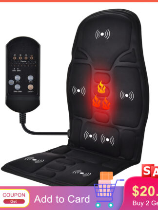 Купить Full-Body Electric Vibrating Massage chair Home Office Car Seat Vibrator Portable Infrared Heating Chair Pad Back Pain Relief