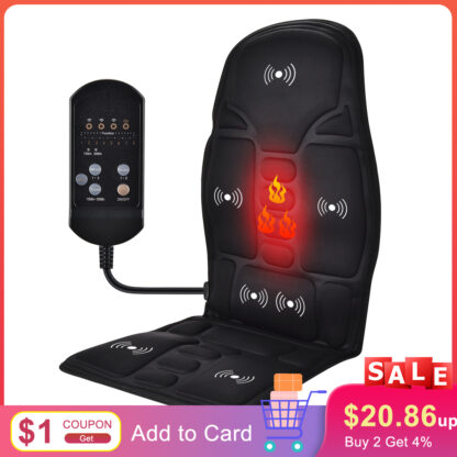 Купить Full-Body Electric Vibrating Massage chair Home Office Car Seat Vibrator Portable Infrared Heating Chair Pad Back Pain Relief