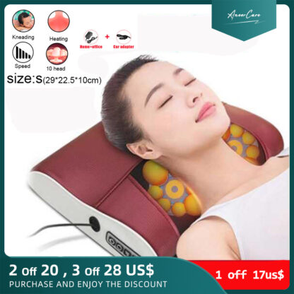 Купить Aneer Care Electric Massager Pillow Infrared Heating Multiple Modes Optional Massage Electronic Neck Relaxing Massage Equipment