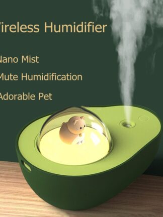 Купить Cute Avocado Wireless Air Humidifier Ultrasonic Essential Oil Mist Maker Mute Spray Fogger with Warm Night Light for Home Office