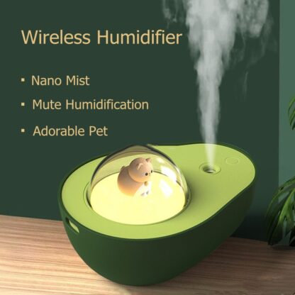 Купить Cute Avocado Wireless Air Humidifier Ultrasonic Essential Oil Mist Maker Mute Spray Fogger with Warm Night Light for Home Office